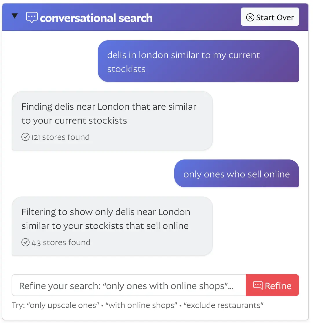 Conversational search in Findie